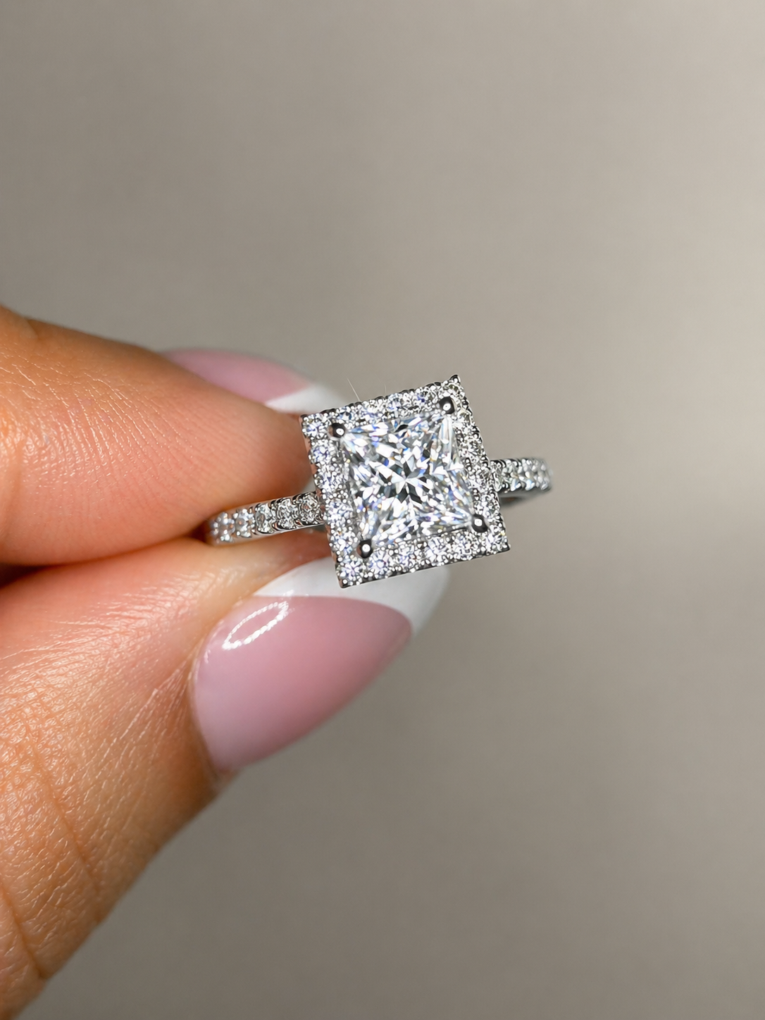 1.41 Carat Princess Cut Halo Diamond Ring